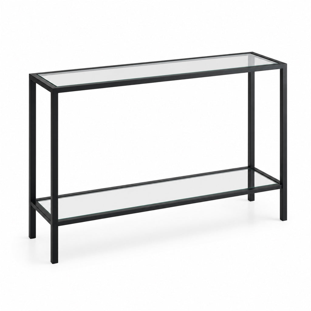 Black Metal Frame Glass Console Table