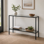 Black Metal Frame Glass Console Table
