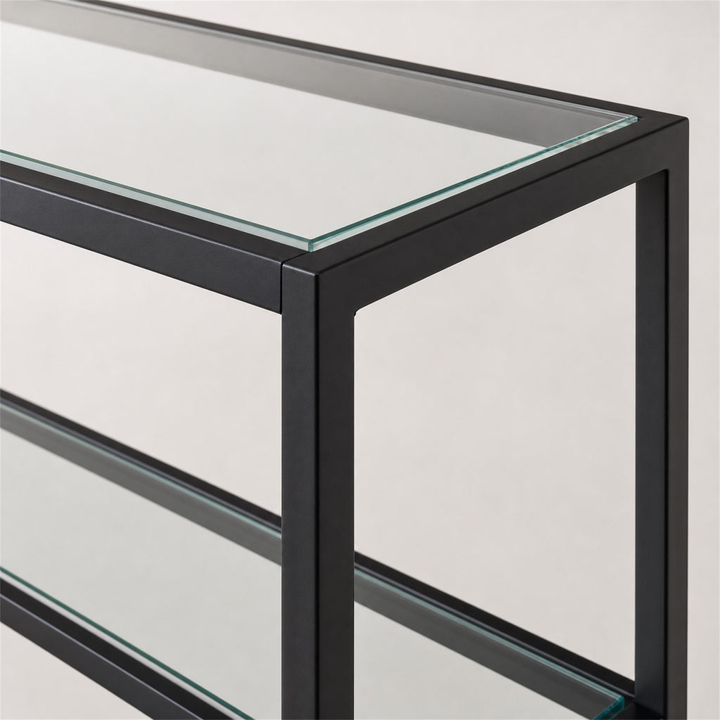 Black Metal Frame Glass Console Table