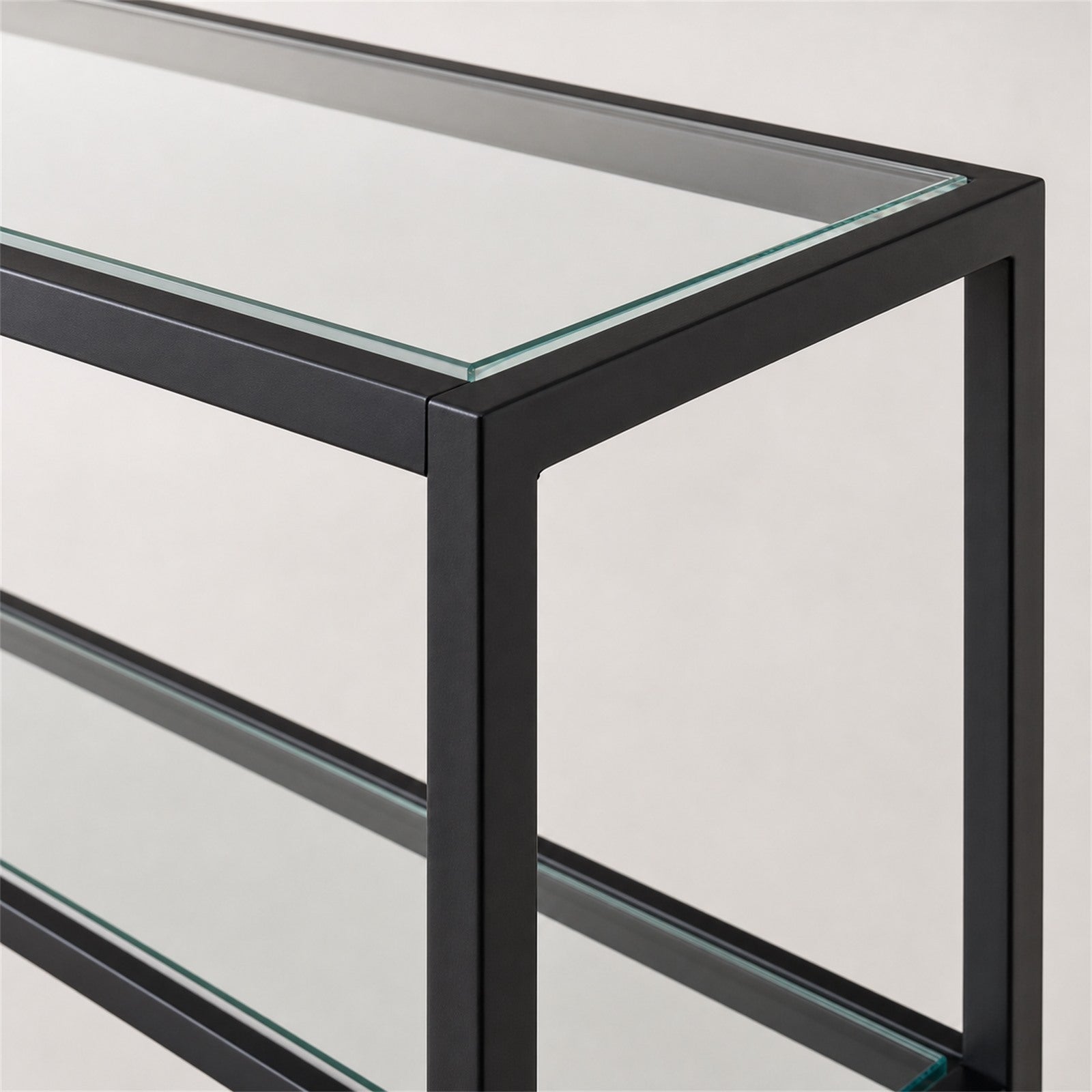 Black Metal Frame Glass Console Table