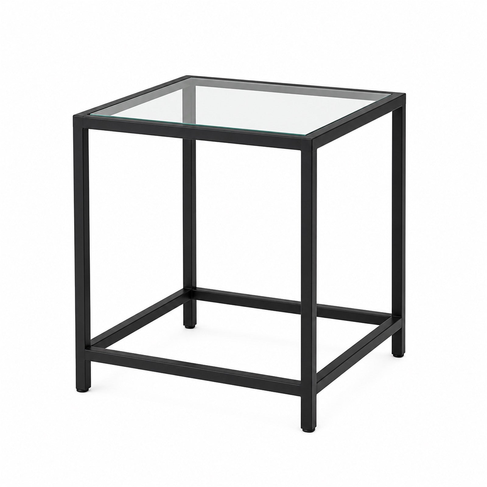 Black Metal Frame Glass Top End Table