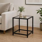 Black Metal Frame Glass Top End Table