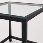 Black Metal Frame Glass Top End Table