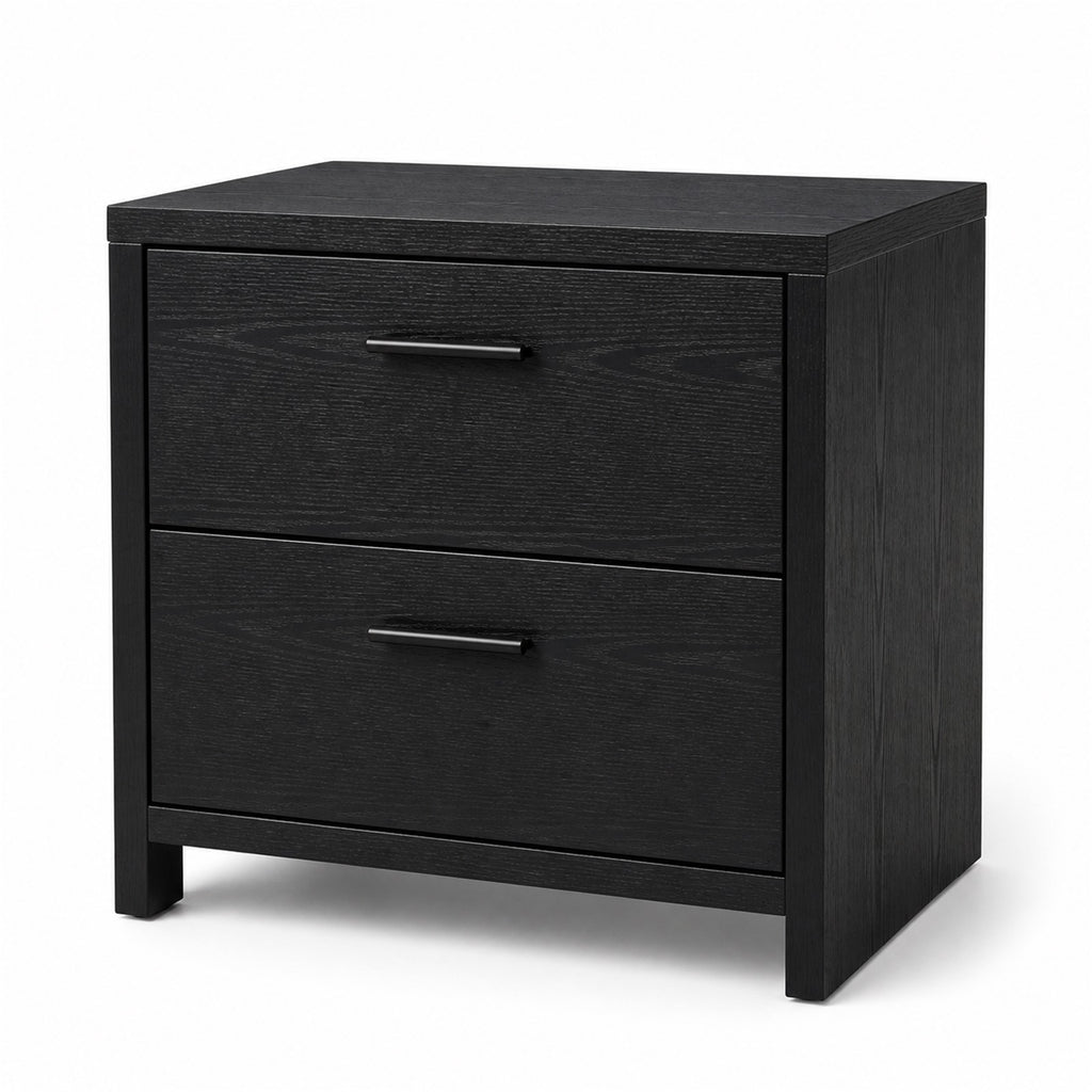 Black Oak Finish Two-Drawer Nightstand