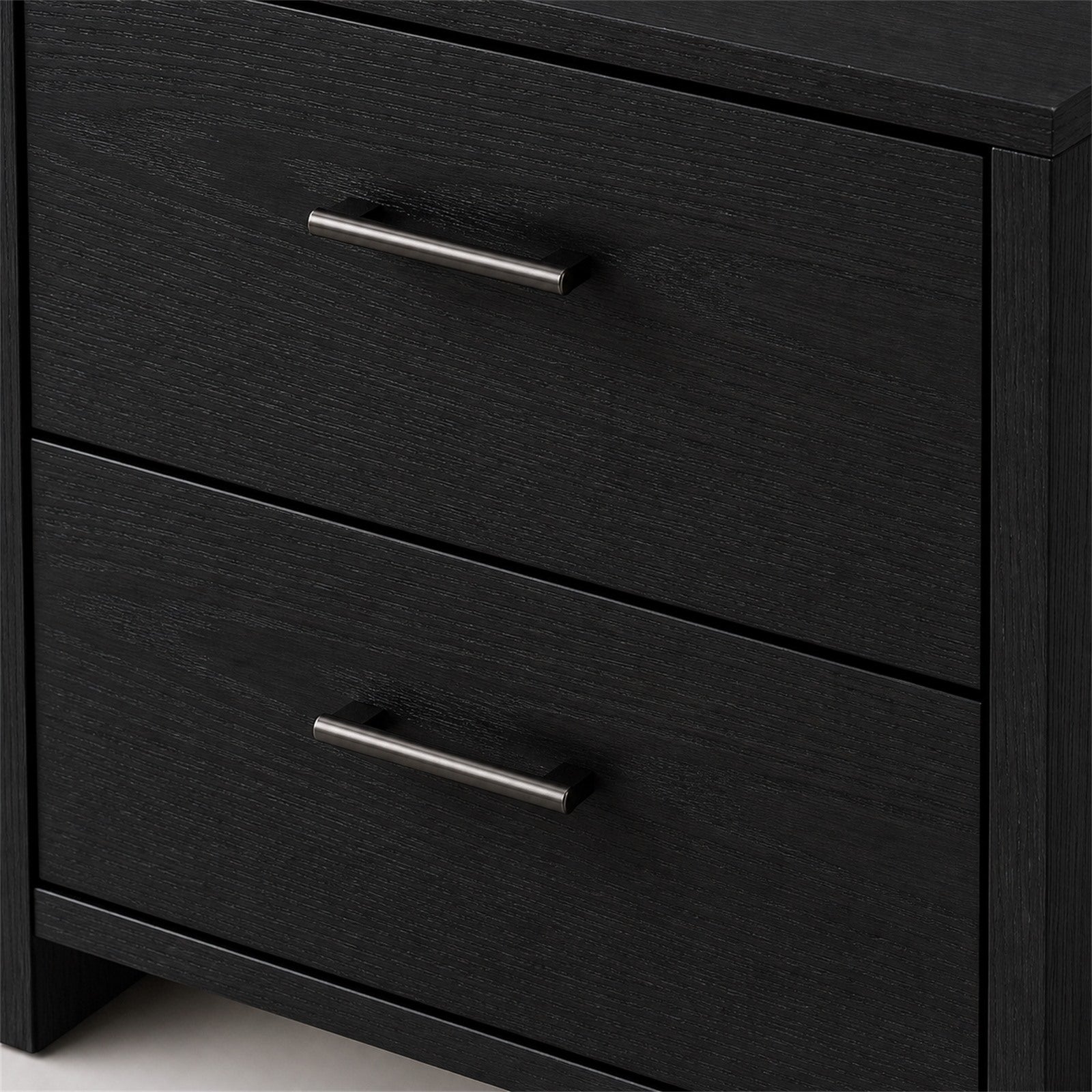 Black Oak Finish Two-Drawer Nightstand