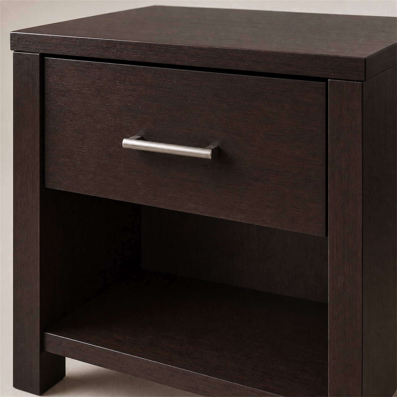 Espresso Finish Nightstand with Shelf