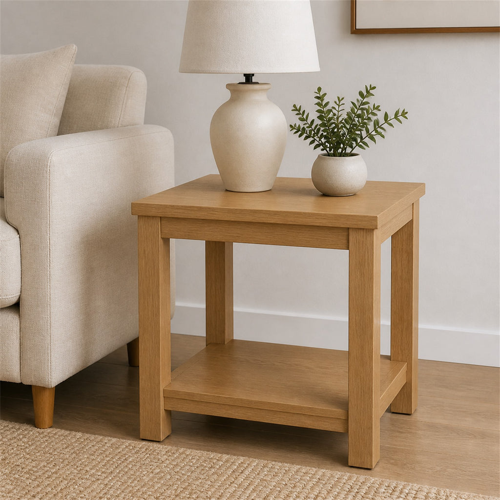 Light Oak Square Side Table