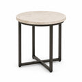 Marble-Look Round Accent Table