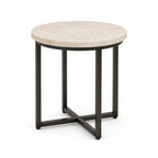 Marble-Look Round Accent Table