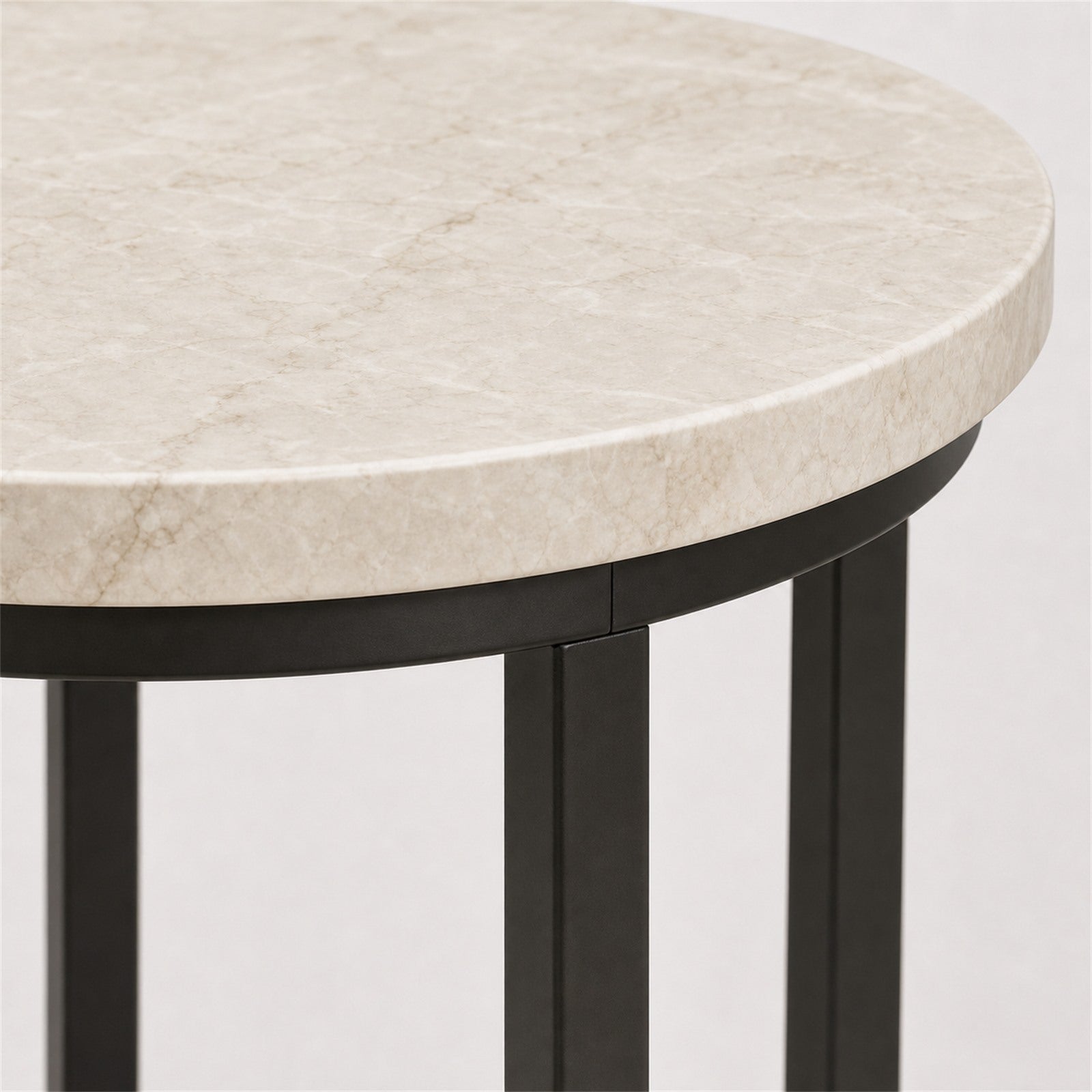 Marble-Look Round Accent Table