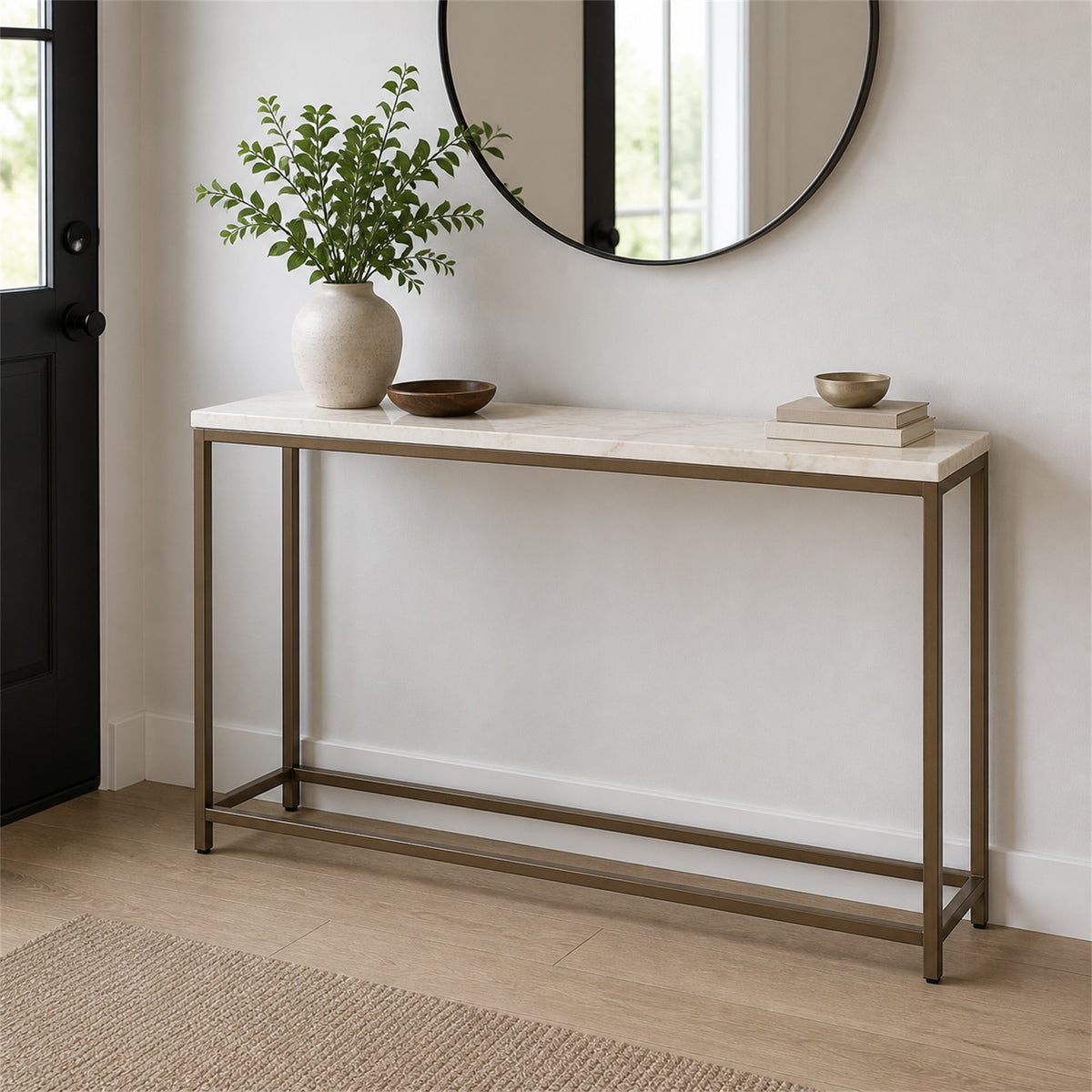 Marble-Look Slim Console Table