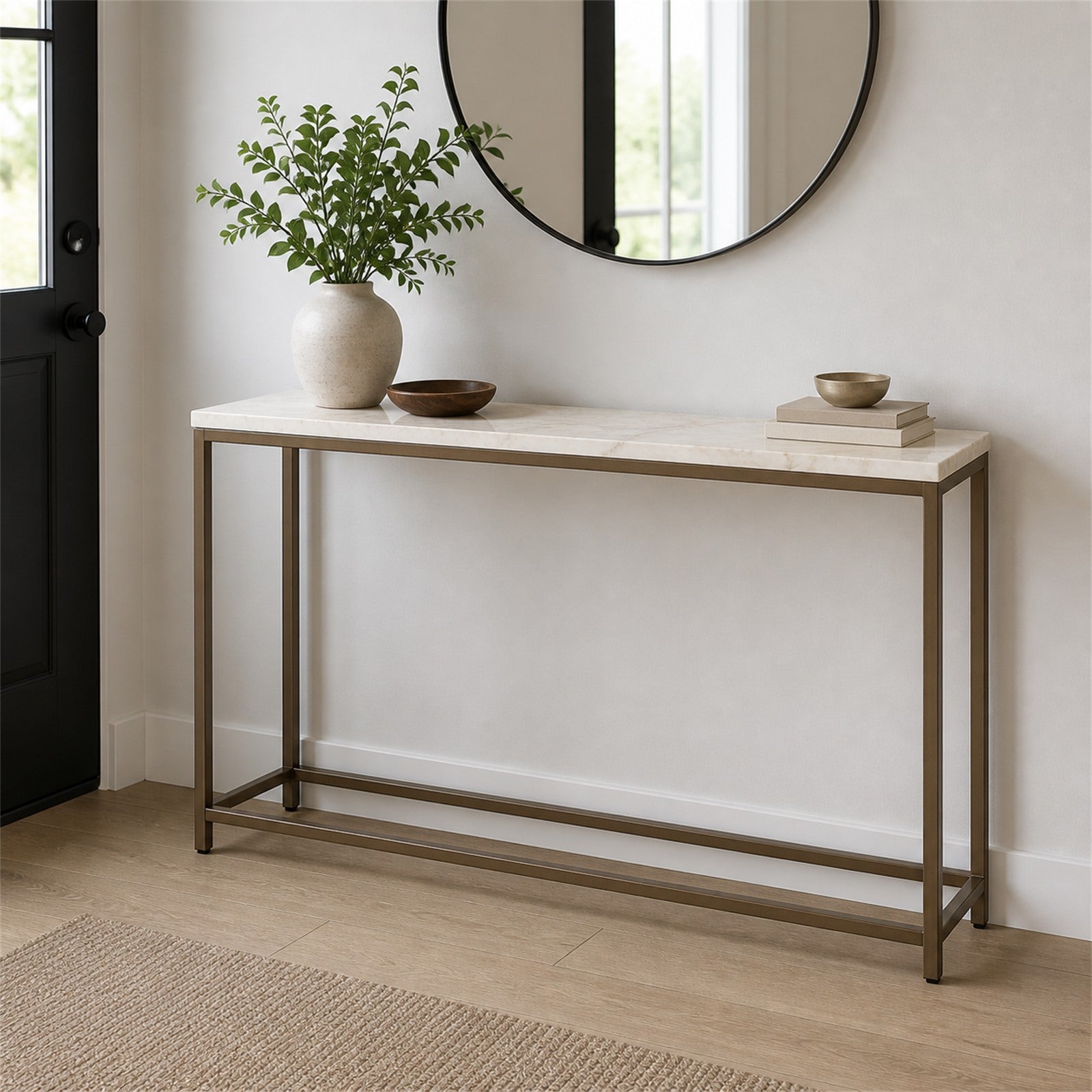 Marble-Look Slim Console Table