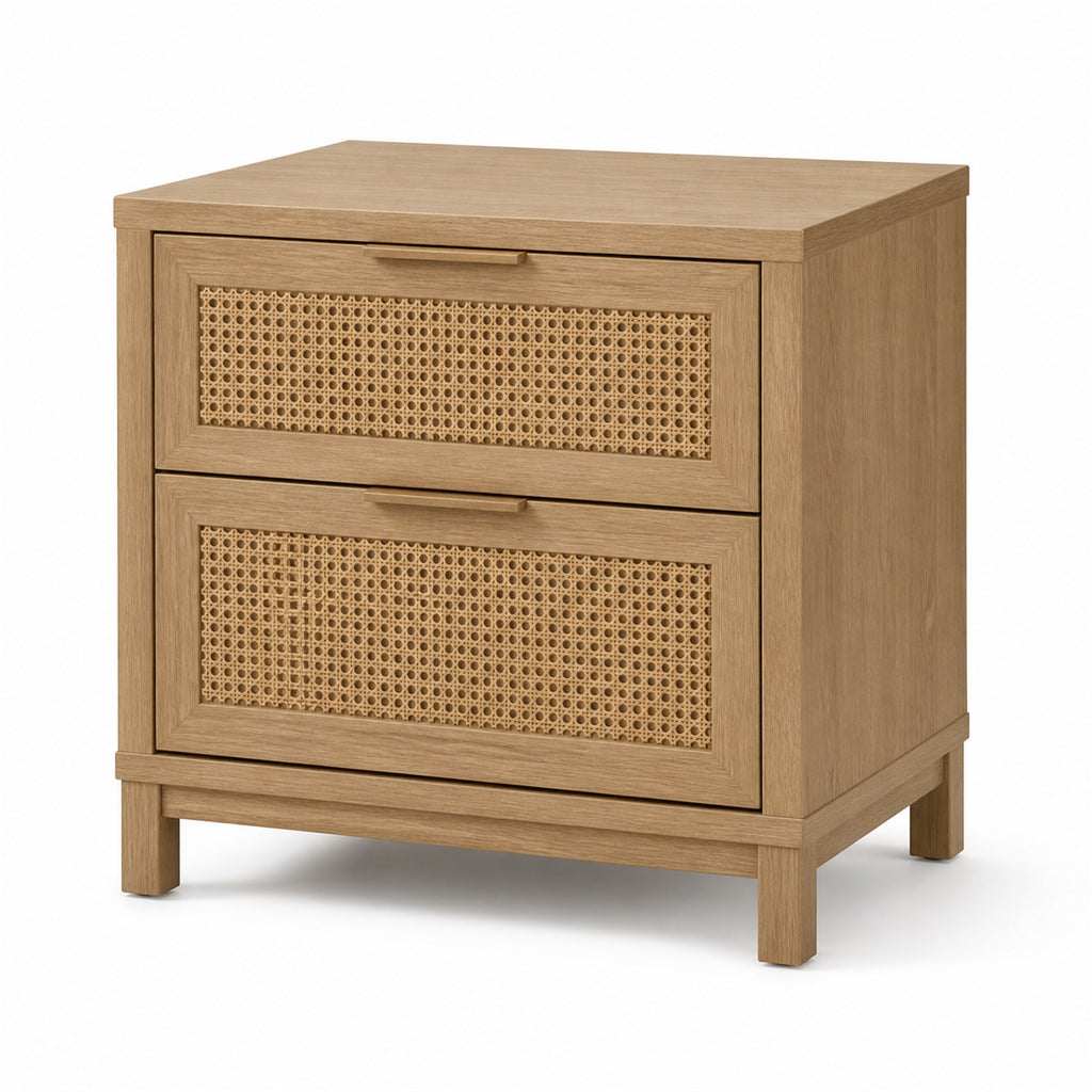 Natural Cane Front Nightstand