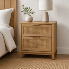 Natural Cane Front Nightstand