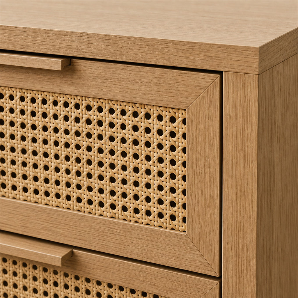 Natural Cane Front Nightstand