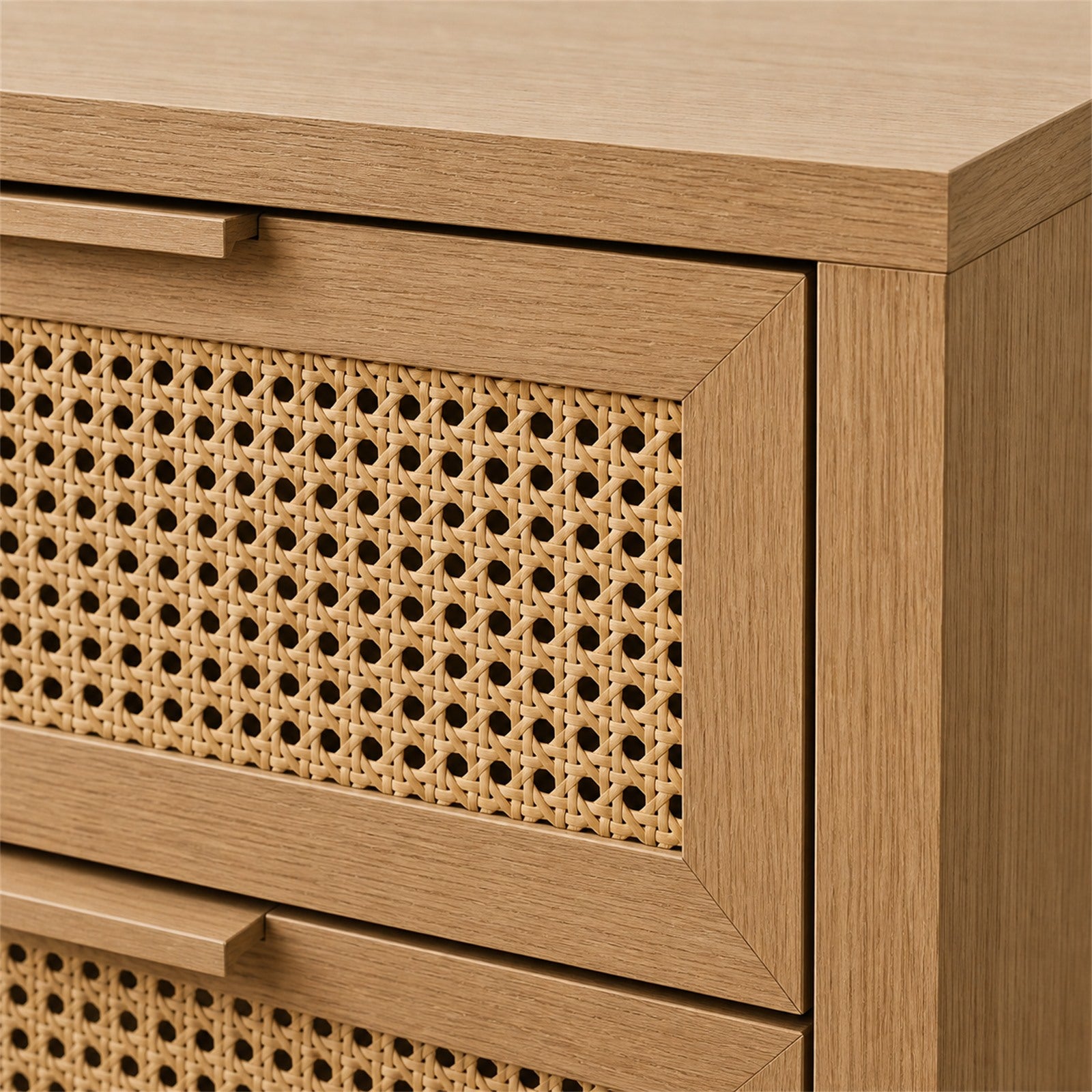 Natural Cane Front Nightstand