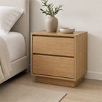 Oak Finish Recessed Base Nightstand