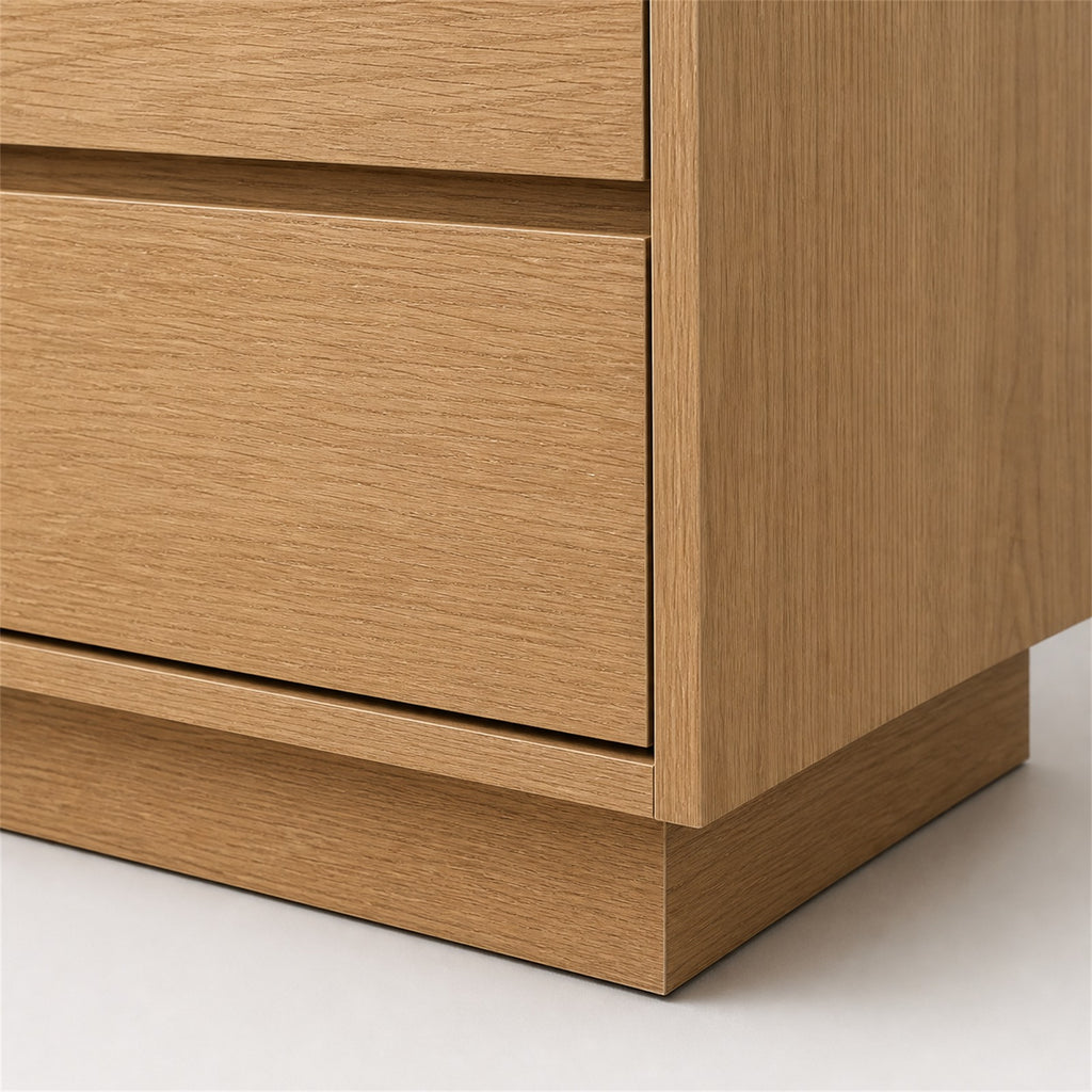 Oak Finish Recessed Base Nightstand