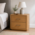Oak Finish Rounded Corner Nightstand