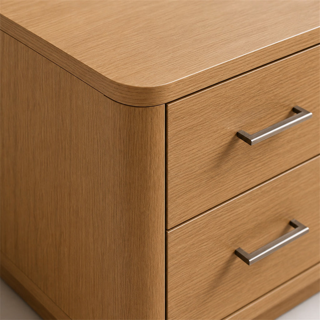Oak Finish Rounded Corner Nightstand
