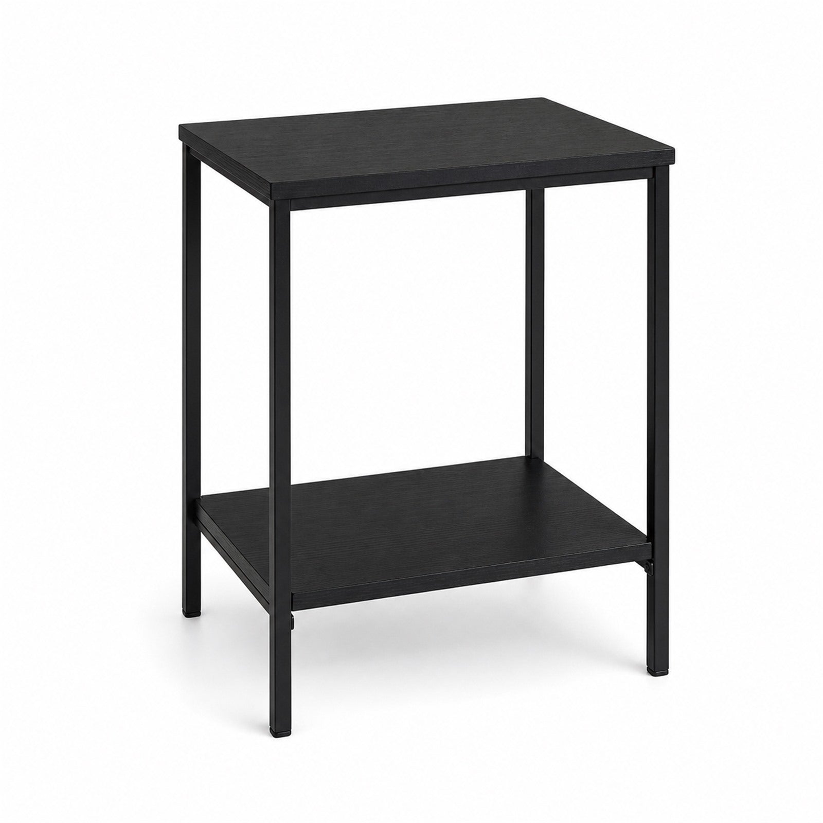 Slim Black End Table with Shelf