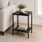 Slim Black End Table with Shelf