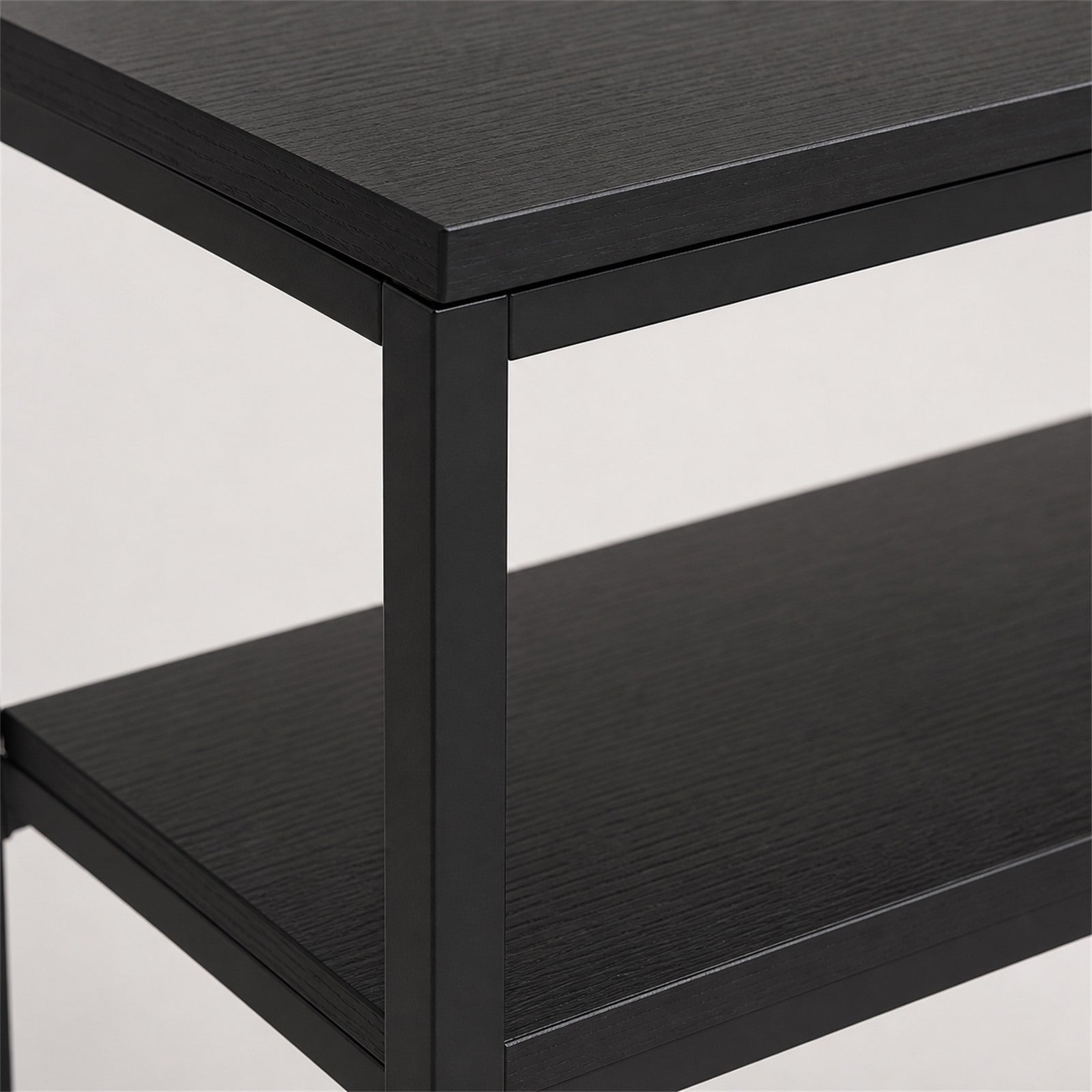 Slim Black End Table with Shelf
