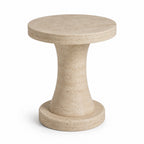 Travertine-Look Pedestal Side Table