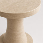 Travertine-Look Pedestal Side Table