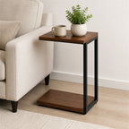 Walnut C-Shaped Sofa Table