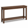 Walnut Narrow Console Table with Lower Shelf