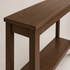 Walnut Narrow Console Table with Lower Shelf