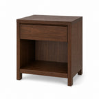 Walnut One-Drawer Open Shelf Nightstand