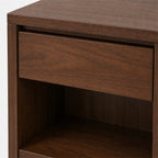 Walnut One-Drawer Open Shelf Nightstand