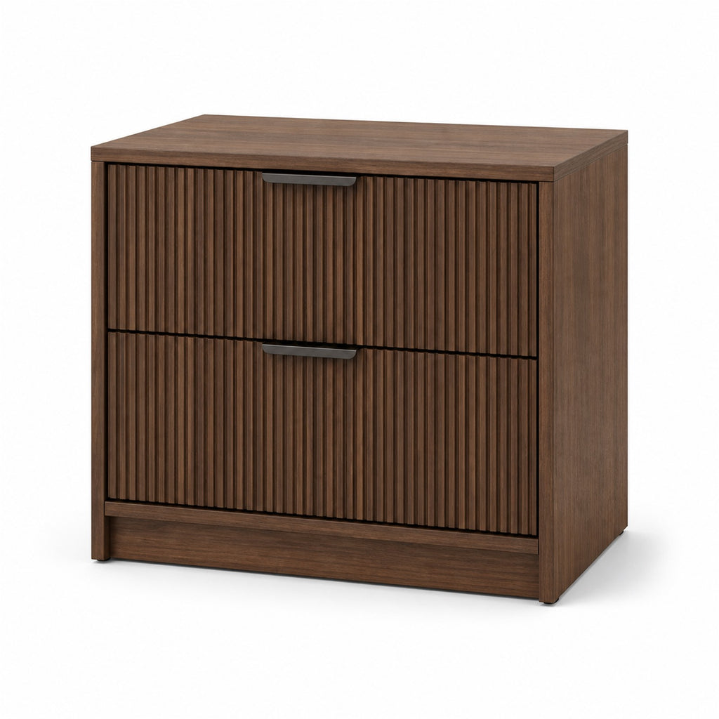 Walnut Ribbed Front Nightstand