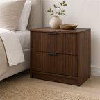 Walnut Ribbed Front Nightstand