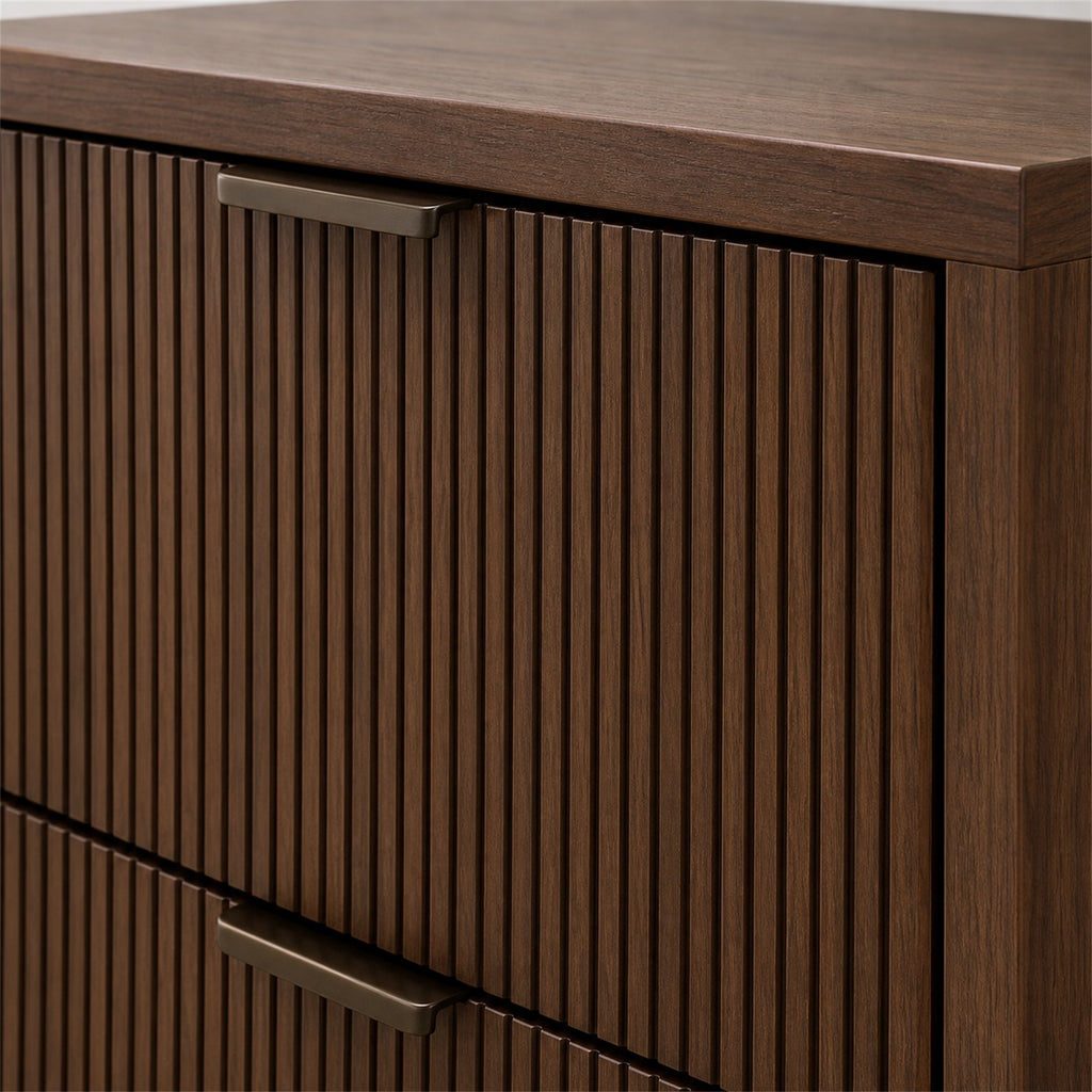Walnut Ribbed Front Nightstand