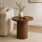 Walnut Finish Round Side Table
