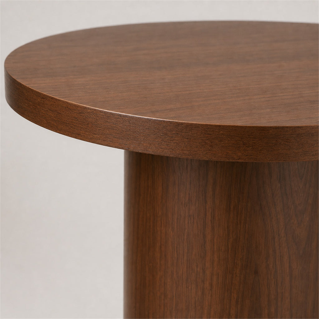 Walnut Finish Round Side Table